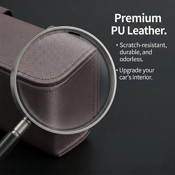 Magnetic Sunglasses Holder for Car Visor, PU Leather Clip, Brown | Soft Inner Lining, One-Handed Access, Holds Eyeglasses, Parking Tickets and Receipts, For Cars, SUVs and Trucks, 1 Pack - Image 8
