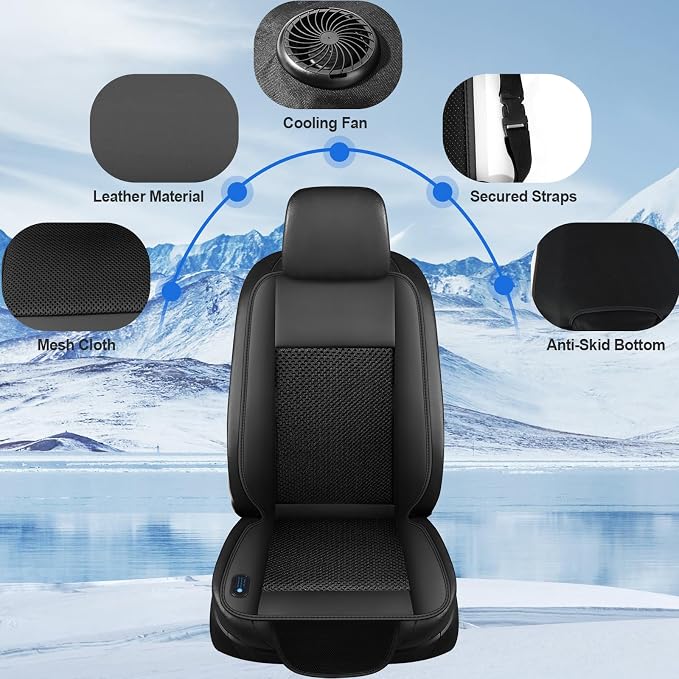 Cooling Car Seat Cushion – 3 Speeds Adjustable | Ventilated Car Seat Cover for Cars Without AC, Breathable Automotive Cooling Seat Covers for Cars, 12V Plug & Play, Black - Image 7