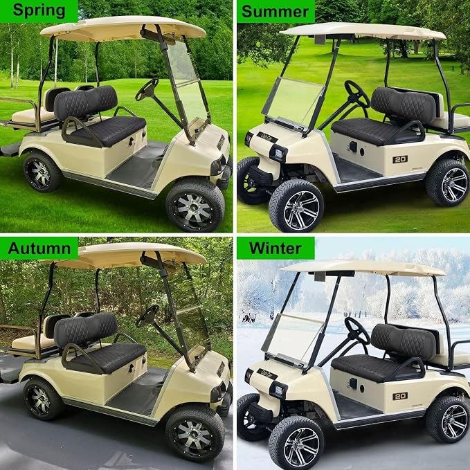 Golf Cart Seat Covers for Club Car DS 2000.5 Up Seat Marine Leather Diamond | Protect & Refresh Worn Seats, Precise Fit, Staple-Free Install, Comfort, Anti-Scratch, Anti-Fading, Easy Clean Black - Image 8