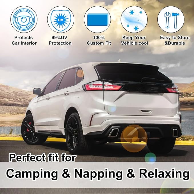TINGLU Window Shades 8PCSfor Ford Edge 2015-2024 Accessories Car Side Full Windows Rear Triangular Windshield Sun Shade Sun UV Rays & Privacy Protection for Camping,Napping,and Relaxing - Image 5