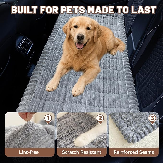 Dog Car Seat Waterproof Bed Cover Back Seat Light Grey 23.6”x51” | Nonslip Soft Comfortabl Pet Bed Mat Car Blanket for Travel Backseat Extender Seat Covers Dog Bed for Cars Trucks and SUVs - Image 8