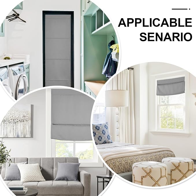NICETOWN Silver Grey Magnetic Roman Shades No Drill Curtain for Kitchen | Room Darkening, Front Back Window Covering, Easy Installed Door Blinds, Adjustable Roller Shade, 1 Panel, 27" W x 64" L - Image 8