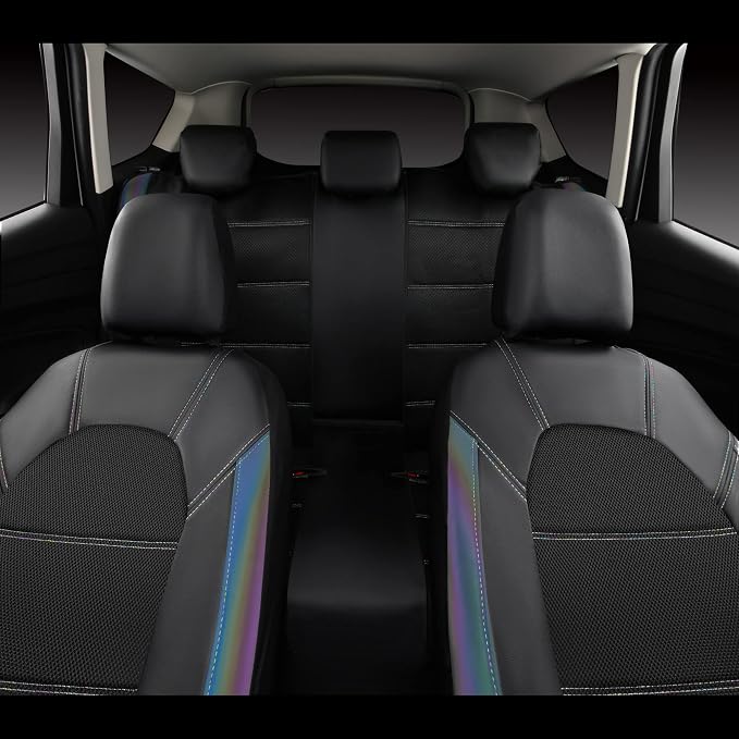 CAR PASS Leather seat Covers,Automotive Universal Sport car seat Cover Super 5mm Composite Sponge Inside,Airbag Compatible fits Most SUVs, Trucks,and Vans (Full Set,Chameleon Iridescent Reflective) - Image 7