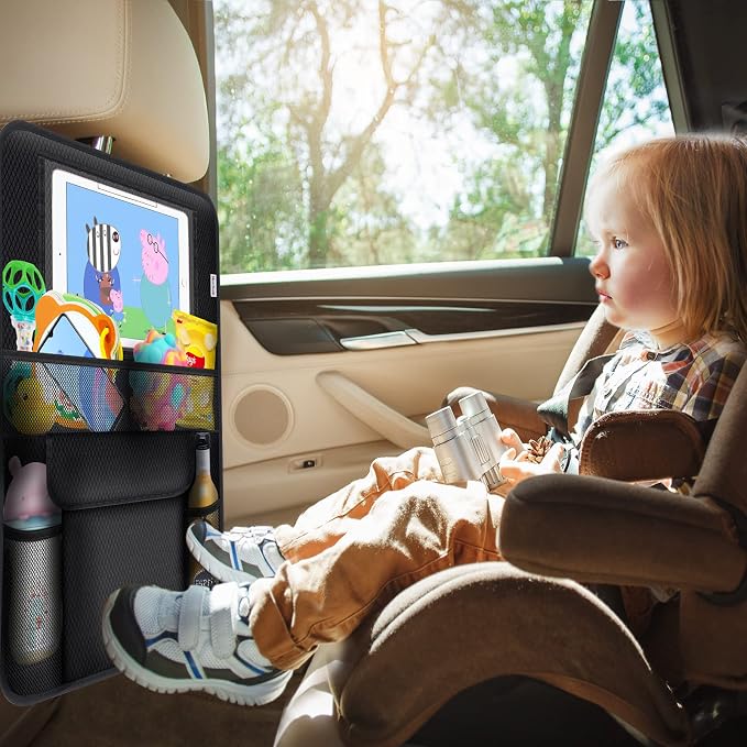 Meolsaek Kick Mats Back Seat Protector, Waterproof Oxford Seat Back Protector, Car Seat Back Protector for Kids, Back of Seat Protector for Kids Feet Car Seat (Black C -2pc) - Image 7