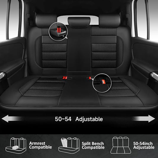 CAR PASS Memory Foam Car Seat Covers, Bench Seat Covers with 3D Thick Memory Foam, Luxury Breathable Airy Cool Rear Seat Covers, Automotive Comfort for Most Cars, Van,Trucks, SUVs(Rear,Black) - Image 2