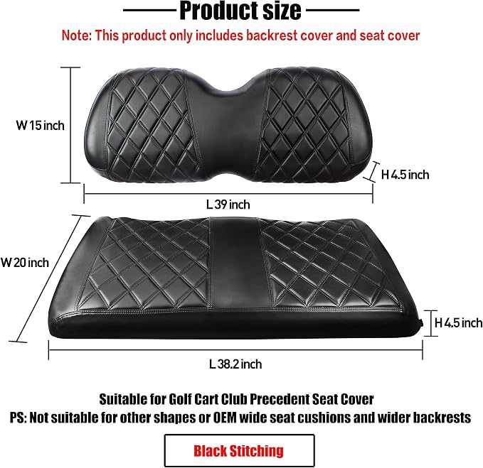 NOKINS Golf Cart Diamond Front Seat Covers for Club Car Precedent | Durable Vinyl Build;UV Resistant;All-Weather Protection - Image 6