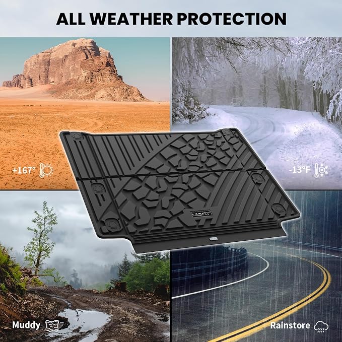 LASFIT Cargo Mat for Jeep Wrangler 4XE 2021-2025 4 Doors with Subwoofer | Plug-in Hybrid EV-Gas (PHEV), All Weather, TPE, Custom Fit, Trunk Mat, Cargo Liner, Black - Image 8