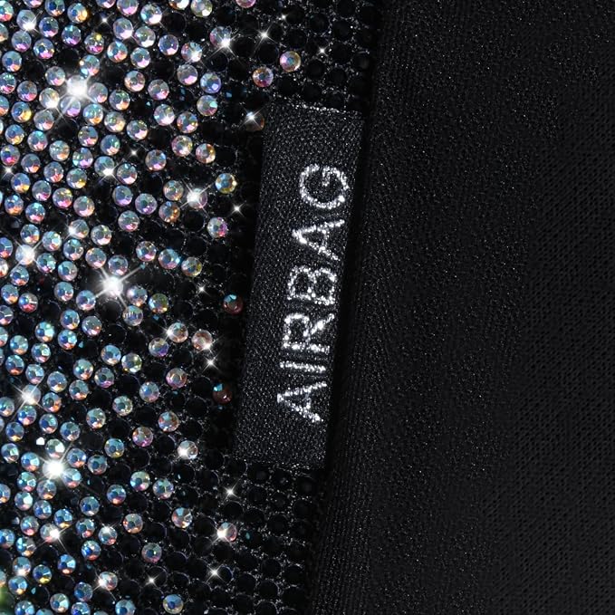 CAR PASS Bling Diamond Leather Car Seat Covers for 2 Front Interior Sets, Waterproof Shining Glitter Sparkly Crystal Universal Armrest Automotive Truck SUV Cute Women Girl, Black Multicolor Rhinestone - Image 9
