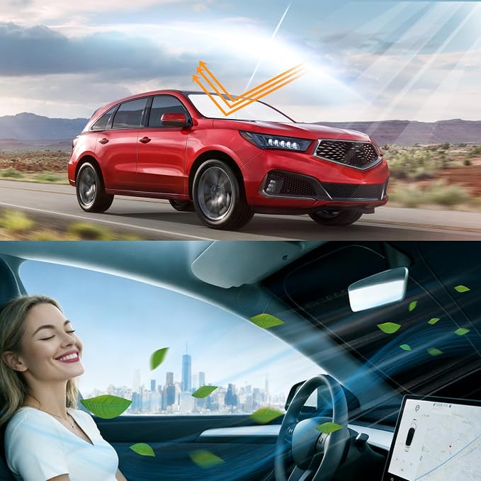Windshield Sun Shade for 2014-2020 Acura MDX | Foldable, Full covered for windshield, Block UV Rays, Heat Reduction, Easy to install, Keeps Car Cooler - Image 6