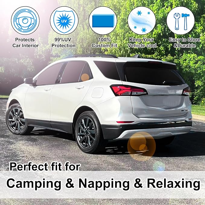 TINGLU Window Shades for Chevrolet/Chevy Equinox 2018-2024 Accessories Car Side Full Windows Rear Triangular Windshield Sun Shade Sun UV Rays & Privacy Protection for Camping,Napping,and Relaxing 8PCS - Image 6