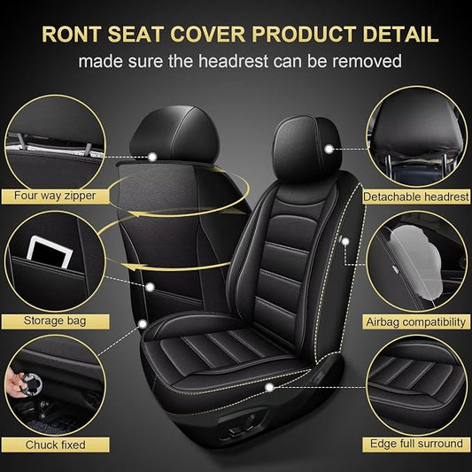 IKABEVEM Car Seat Covers 2 Front Seat Fit for Ford Maverick 2022-2025 2026: Auto Interior Accessories, Waterproof Faux Leather Vehical Car Seat Cushion Covers(Black) - Image 2