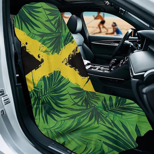 SEANATIVE Car Seat Towel Covers with Storage Bag Seat Post Workout Sweat Washable Cover for Car Towel for Dog Pet Workout Outdoor Sport Activities, Jamaica Palm Print - Image 2