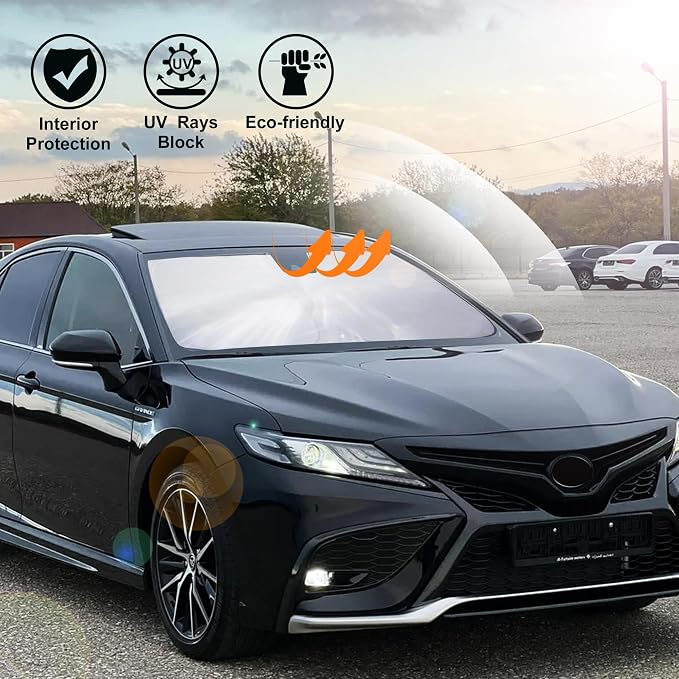 Windshield Sun Shade for 2018-2025 2026 Toyota Camry Accessories | Full covered, Foldable & Durable, Block UV Rays, Reduce Heat, Easy to install, Keep Car Cooler - Image 6