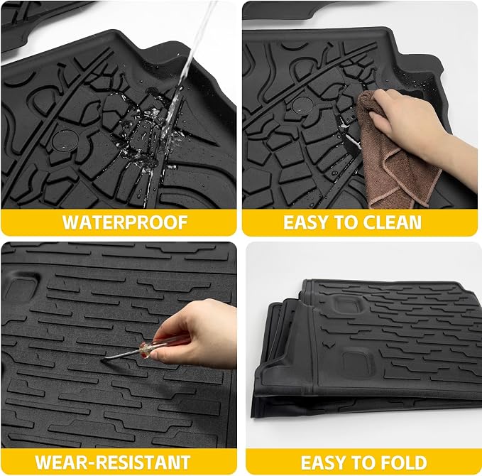 Cargo Mats for 2021-2026 Jeep Wrangler JL 4XE Floor Liners with Trunk Mat All Weather TPE Protector Rear Floor Trunk Liners for 2021 2022 2023 2024 2025 2026 Wrangler JL 4XE 4 Door Accessories - Image 7