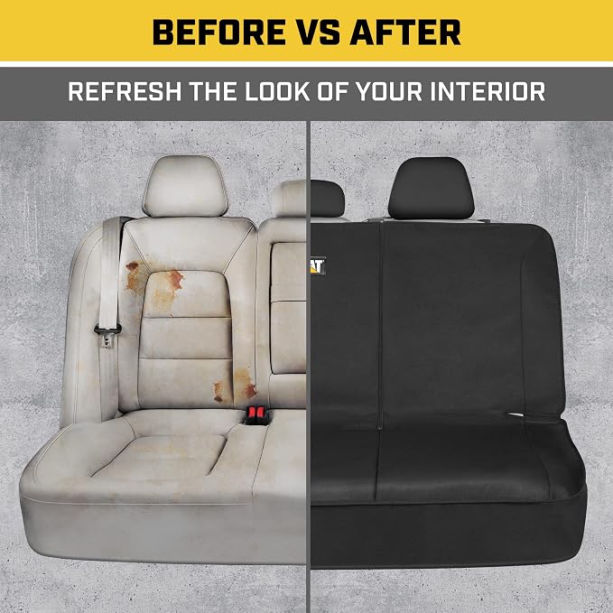 CAT Flexfit Black Rear Seat Cover for Cars, SUVs & Mid-Size Pickup Trucks - Durable 60/40 Split Rear Bench Seat Protector, Back Seat Cover, Interior Auto Accessory, Not for Full-Size Pickup Trucks - Image 8