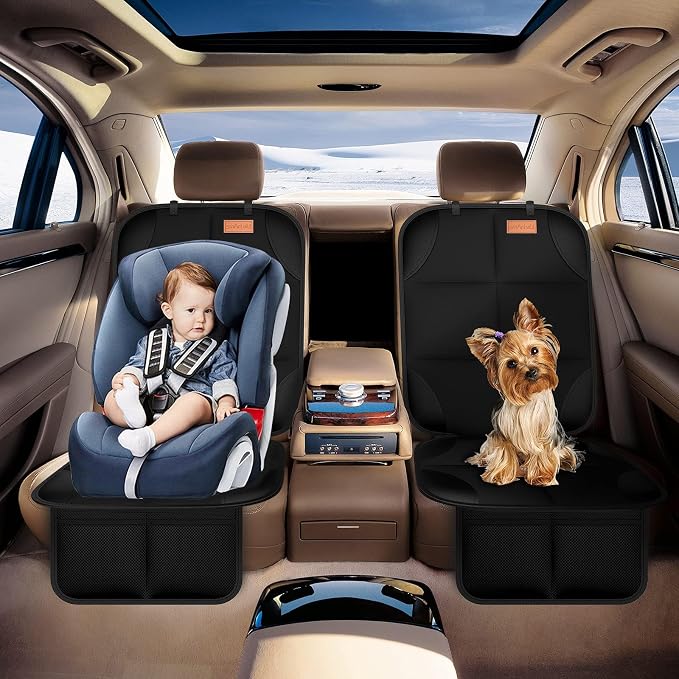 SMART ELF Car Seat Protector, Thickest Padding and Non-Slip Backing 2Pack | Waterproof Car Seat Cover 2 Mesh Pockets for Baby and Pet, Easy to Install and Remove Folds for Storage, Sedan SUV Truck - Image 8