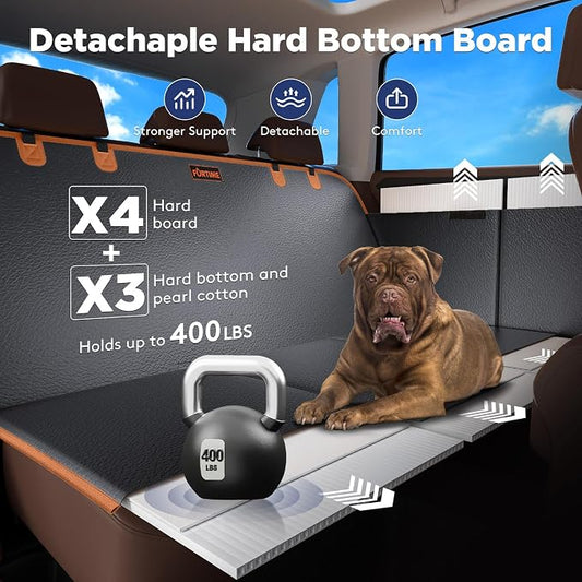 FURTIME Dog Car Seat Cover for Back Seat, PU Leather Back Seat Extender | Hard Bottom Holds 400LBS, Waterproof Anti-Scratch, Large Space Back Seat Pet Cover for Car, SUV, Small Truck - Image 2