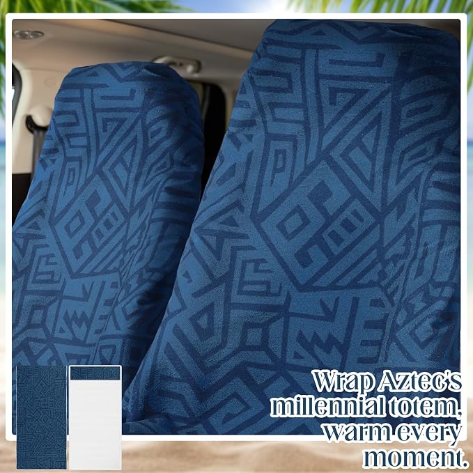Hahafelt 2 Pack Car Seat Towel Covers Athletic Running Towel Performance Microfiber Post Workout Sweat Washable Cover Non Slip for Seat Outdoor Sport (Blue Aztec) - Image 7