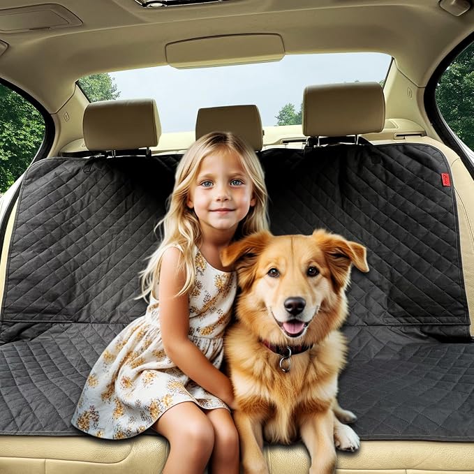 Kaiphy Dog Car Seat Cover, Back Seat Cover for Dogs Pet Car Seat Protector Waterproof Bench Car Seat Cover, Non-Slip Rear Seat Cover with 4 Safety Belt Openings for Safe Travel, Fits Cars Trucks SUVs - Image 9