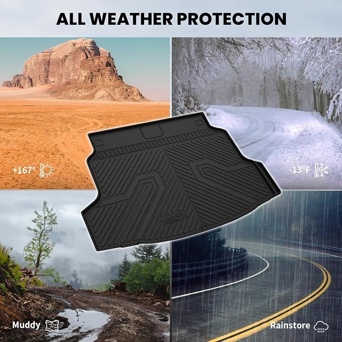 LASFIT All Weather Cargo Mats for Honda Civic 2017-2021 - Hatchback | Full Surround TPE Mats, Tall Walls, 3D Custom Fit, Non-Slip, Easy Clean, Tool-Free Install, Vehicle-Specific Accessories - Image 9