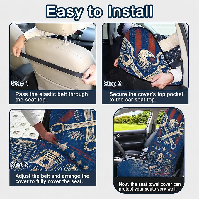 Car Seat Towel Cover for Front Seats, 1Pc Sweat Absorbent Car Seat Protector with Non-Slip Backing, Waterproof Towel Car Seat Covers for Runners, Gym, Swimming, Beach, Pets, Eagle Gear - Image 9