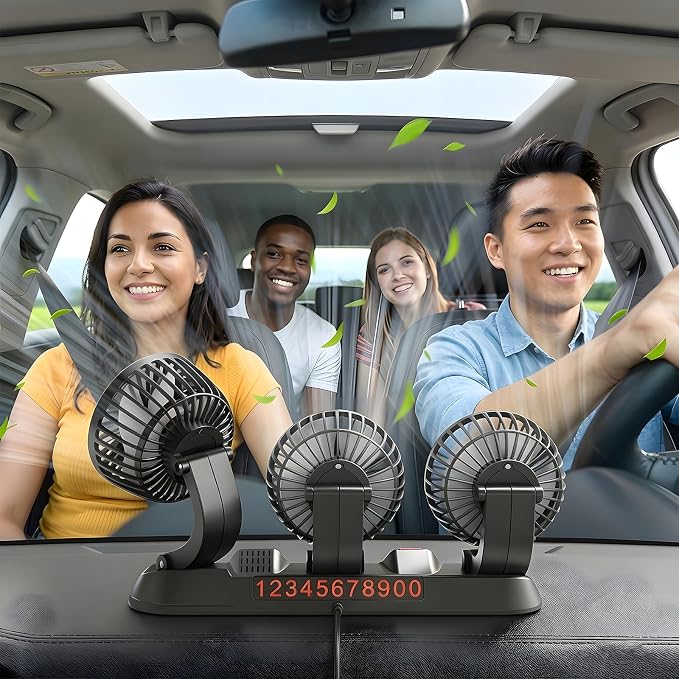 5V USB Car Fan, 3-Head 360° Rotating Dashboard Fan | Ideal for cars with broken AC. 2-Speed Quiet. Multi-Scenario: Sedans, SUVs, Pickups, Office, Camping. USB portable. - Image 9