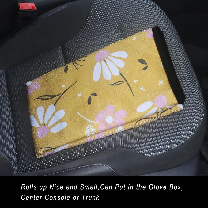 Car Seat Cover Protector Front Seats,for Gym Workout,Running,Swimming,Beach and Hiking,Waterproof Sweat Towel Bucket Seat Covers for Cars SUV Trucks (Chamomile and Yellow, 1Pcs) - Image 7