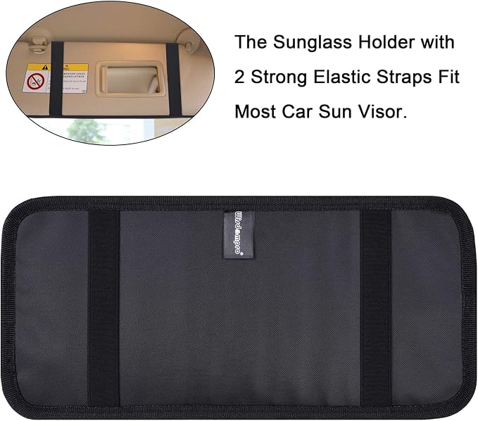 Wisdompro Car Sun Visor Storage Pouch, Sunglasses Bag & 3 CD Sleeves, Black | with Pen Holder and Elastic Strap, Auto Sunvisor Organizer Pocket for Glasses, Document, Card, DVD, Papers, Receipts - Image 8