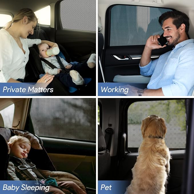 Car Window Shades,for Baby/Camping UV-Protection 2PCS XL 63''x28'' | Car Sun Shades for Side Windows with Breathable Mesh,for Back Covers Car, Truck, Suv, Car Camping Essentials,Black - Image 7