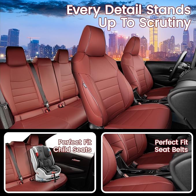 HKZ Customized Special seat Cover for Toyota Corolla (Burgundy, 2020-2022 Corolla L LE (Non-Hybrid)) - Image 6