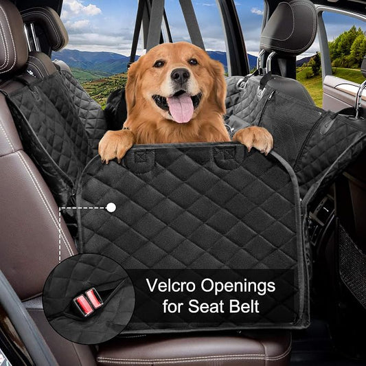 Dog Car Seat Cover with Storage Pockets Mesh Visual Window, Waterproof Nonslip , Heavy Duty Scratchproof Pet Dog Back Seat Cover Hammock for Cars Trucks and SUVs - Image 2