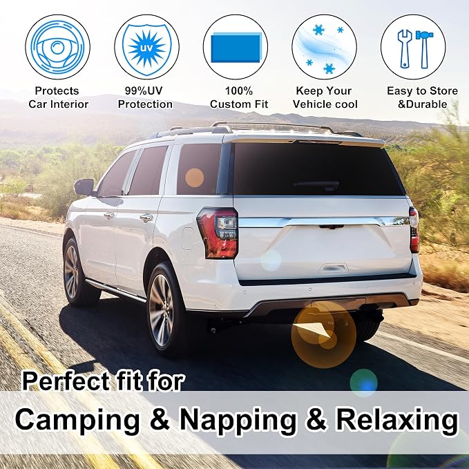 TTINGLU Window Shades for Ford Expedition SUV 2018-2024 8PCS Accessories Car Side Full Windows Rear Triangular Windshield Sun Shade Sun UV Rays & Privacy Protection for Camping,Napping,Relaxing - Image 6