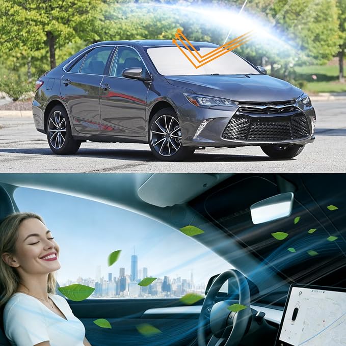 Windshield Sun Shade for 2012 2013 2014-2017 Camry Toyota | Foldable, Full covered for windshield, Block UV Rays, Heat Reduction, Easy to install, Keeps Car Cooler - Image 6