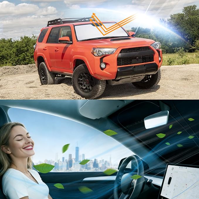 Windshield Sun Shade for Toyota 4Runner 2010-2024 2025 2026 | Foldable, Full covered for windshield, Block UV Rays, Heat Reduction, Easy to install, Keeps Car Cooler - Image 6