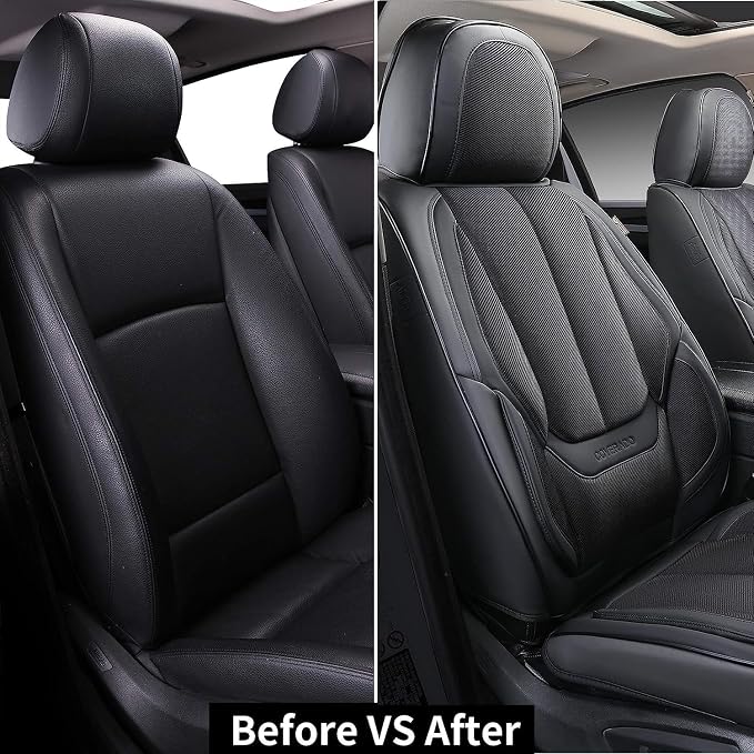 Coverado Front Seat Covers, Waterproof Universal Seat Covers for Cars, Breathable Leather Car Seat Protectors, Car Seat Cushions Auto Accessories Fit for Most Sedans SUV Truck, Black - Image 9