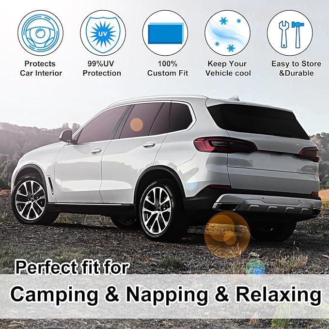 10PCS Windshield Sun Shade Custom Fit for 2019 2020 2021 2022 2023 2024 2025 BMW X5 Accessories Foldable Sunshade Side Rear Window Shade Cover Full Set Privacy Protection Keeps Car Cool - Image 6