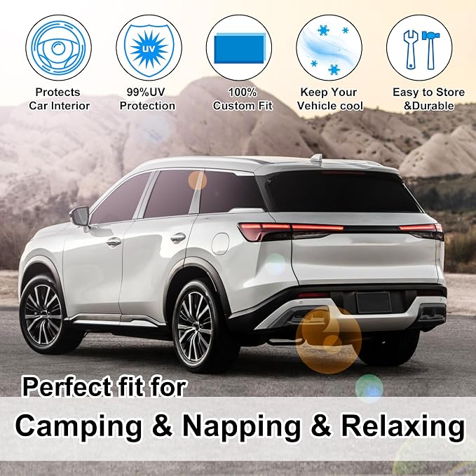 TINGLU Window Shades for Infiniti QX60 2014-2021 Accessorie Car Side Full Windows Rear Triangular Windshield Sun Shade Sun UV Rays & Privacy Protection for Camping,Napping,and Relaxing 8PCS - Image 6