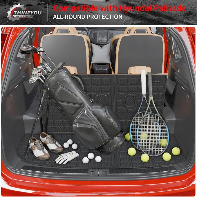 Floor Mats Set for 2020-2025 Hyundai Palisade 7 & 8 Seats | Trunk Mat Cargo Mat Cargo Liner TPE All Weather Back Seat Cover Protector 2024 Palisade Accessories - Image 9