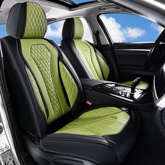 Coverado Seat Covers, Car Seat Covers Full Set, Green Car Seat Cover, Car Seat Cushion Waterproof, Luxury Auto Seat Covers, Seat Cover Car Seat Protector Fit for Most Cars - Image 2