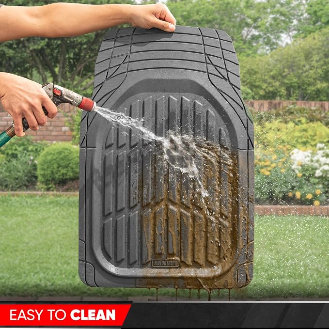 MotorTrend FlexTough Gray Car Floor Mats Rubber All Weather Automotive 2pc | Front Floor Mats for Cars - Waterproof Grey Car Mats Accessories Universal Fits Most Sedans, Compact SUV, Small Trucks - Image 7