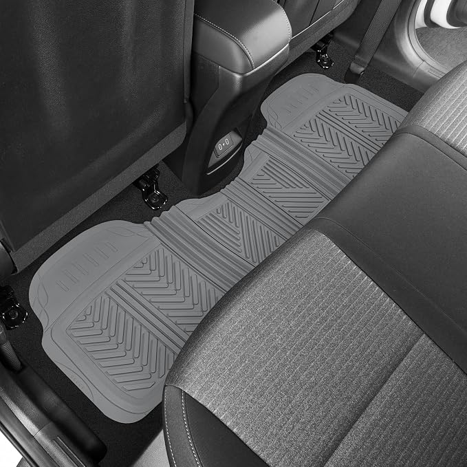 Motor Trend FlexTough Performance All Weather Rubber Car Floor Mats - 3 Piece Floor Mats Automotive Liners for Cars Truck SUV, Heavy-Duty Waterproof (Gray) - Image 8