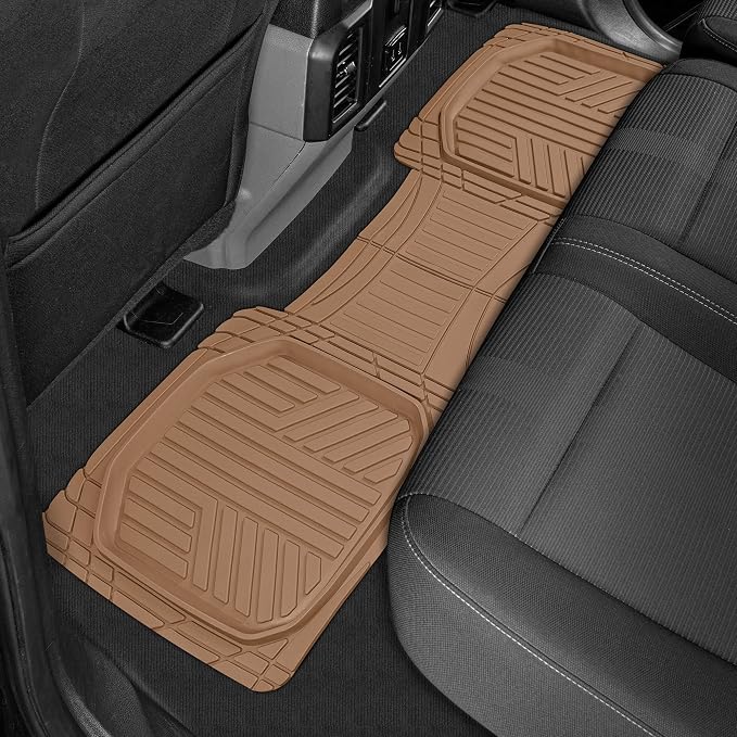 Motor Trend FlexToughXL Floor Mats for Cars Full Set, All-Weather Rubber Automotive Floor Mats, Waterproof Heavy Duty Car Mats, Flexible Floor Liners for Car Truck Van SUV, Car Floor Mats (Beige) - Image 9