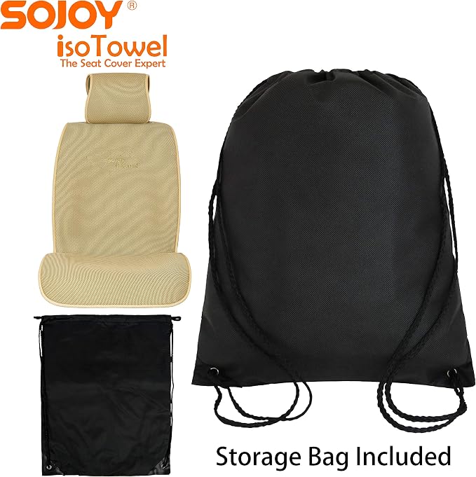 IsoTowel Car Seat Cover, Microfiber Seat Protector with Quick-Dry Non-Slip Base,Car seat Protector for All Workouts, All-Weather Honeycomb Cloth (Tan) - Image 8