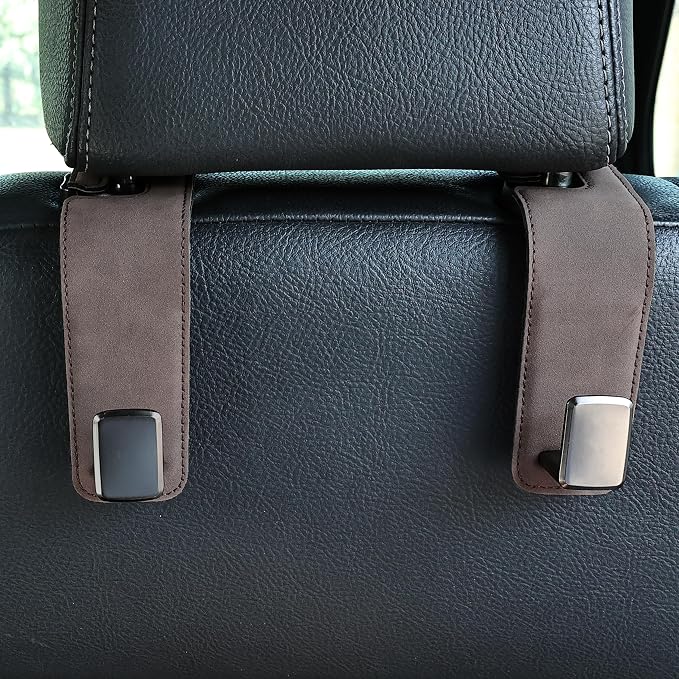 Heavy-Duty Car Headrest Hooks Holds 44lb Suede & Metal Hangers for Bags | Universal Fit for Cars/Suv/Trucks, 2-Pack, Hang Grocery Bag Handbag Purses Coat Water Bottle, Seat Back Organizer,Coffee - Image 7