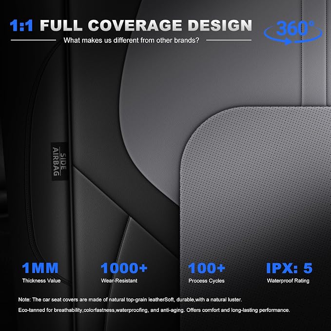 Seat Covers for Nissan Sentra:2020 2021 2022 2023 2024 2025 S SV | (Not for SR) Custom Fit Full Set Leather Cushion Car Seats Cover Black&Gray - Image 7