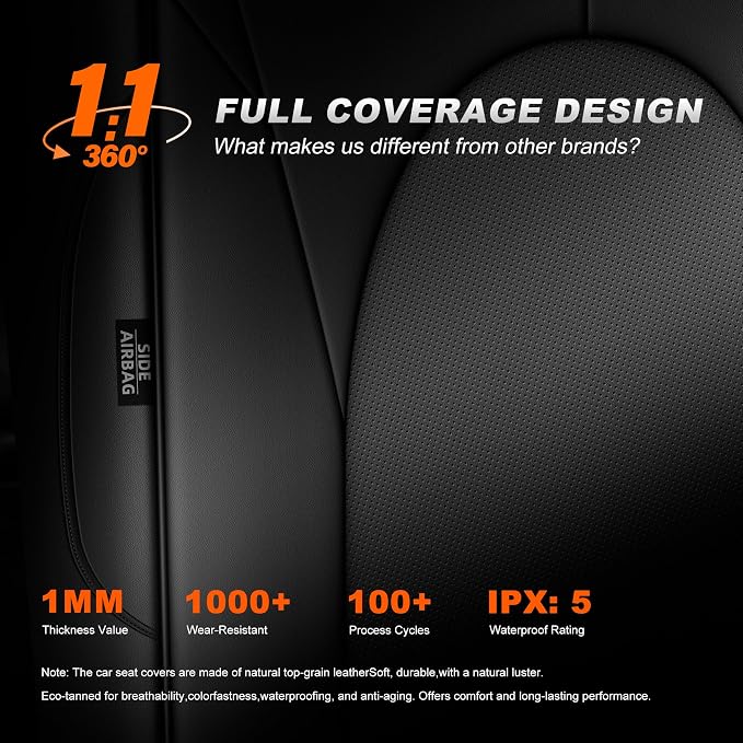 Seat Covers for Toyota Highlander 2020-2026 Full Set 3 Row 8 Seats | Custom Fit for Highlander W/Second Row 40/60 Split, Full Coverage Faux Leather Car Seat Protector Compatible Airbag Deep Gray - Image 8