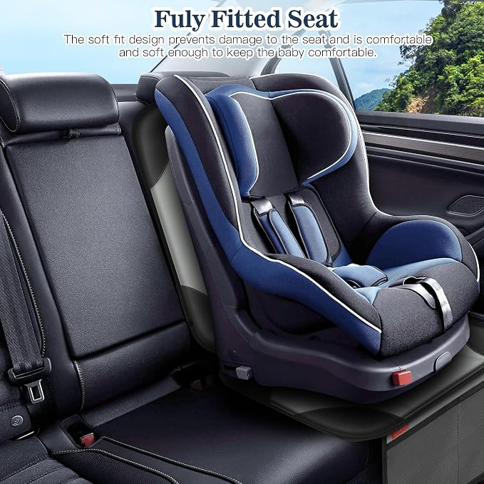 Sinvitron Car Seat Protector for Child Car Seat, Waterproof Car Seat Cover for Leather and Fabric Seats, 2 Mesh Pockets, Non-Slip Bottom, Thick Padding Cushion(1 Pack, Grey) - Image 7
