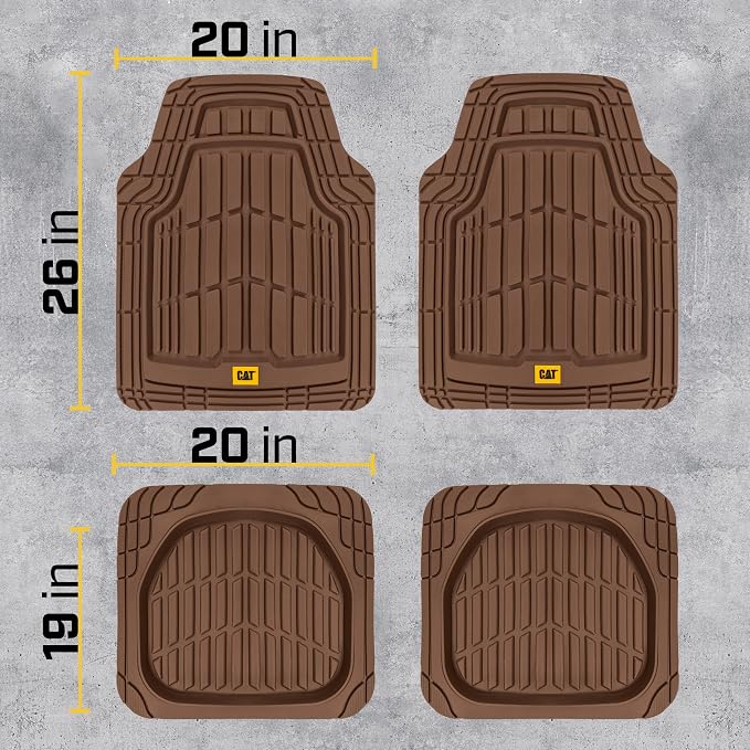 CAT® ToughRide™ Heavy-Duty 4 Piece Brown Floor Mats for Cars - Trim to Fit All-Weather Rubber Car Mats Full Set - Truck Mats & Cars Floor Mats - Interior Accessories for SUVs & Car Rug Protection - Image 10