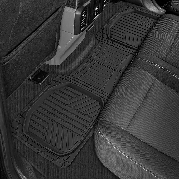 Motor Trend FlexToughXL Floor Mats for Cars Full Set, All-Weather Rubber Automotive Floor Mats, Waterproof Heavy Duty Car Mats, Flexible Floor Liners for Car Truck Van SUV, Car Floor Mats (Black) - Image 8
