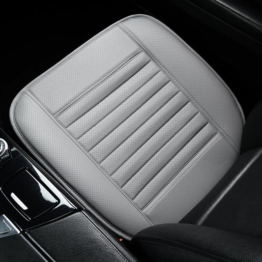 2pc Edge Wrapping Comfortable Car Front Seat Covers, Seat Protectors, Anti-Slip Bottom Seat Cushion Covers for Auto with PU Leather(Gray) - Image 2